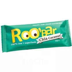 Roobar raw bio gyümölcsszelet chia mag-kókusz 30g - bio és refomélelmiszer