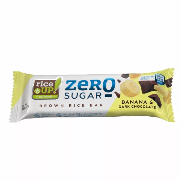 Gluténmentes rice up zero barna rizsszelet banános ízű étcsokoládéval hcn 18g