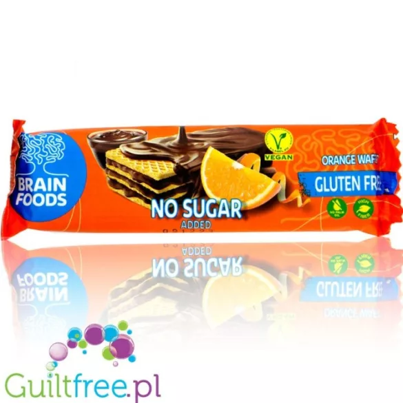 Brain Foods gluténmentes ostyaszelet csokoládéba mártott, narancsos kakaós krémmel töltött, édesítőszerekkel 40 g