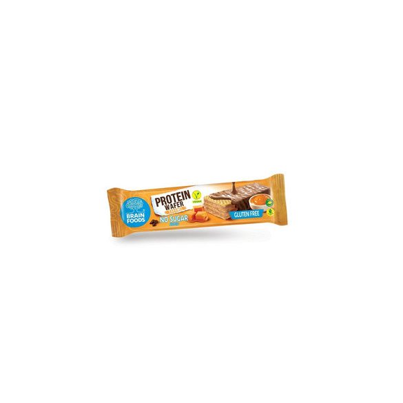 Brain Foods gluténmentes ostyaszelet csokoládéba mártott, karamellás kakaós krémmel töltött proteinnel édesítőszer 40 g