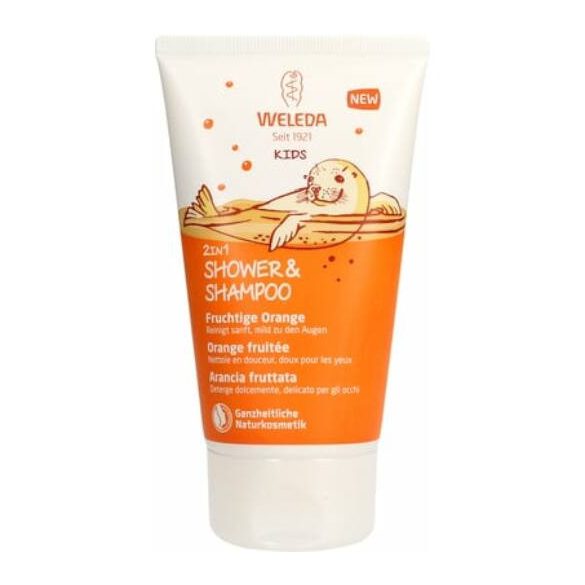 Weleda kids 2in1 gyümölcsös narancs tusfürdő és sampon 150 ml