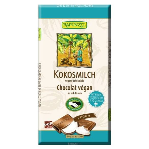 BIO RAPUNZEL KÓKUSZTEJES CSOKOLÁDÉ KÓKUSZVIRÁGCUKORRAL 80G