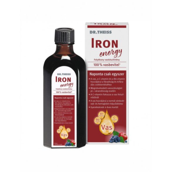 Dr.Theiss iron energy folyékony étrend-kiegészítő vassal és vitaminokkal, édesítőszerrel 500 ml