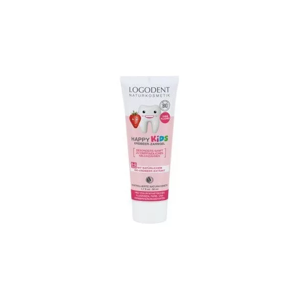 Logodent happy kids fluoridmentes gyermek foggél eperkivonattal 50ml - bio és natúr kozmetikumok