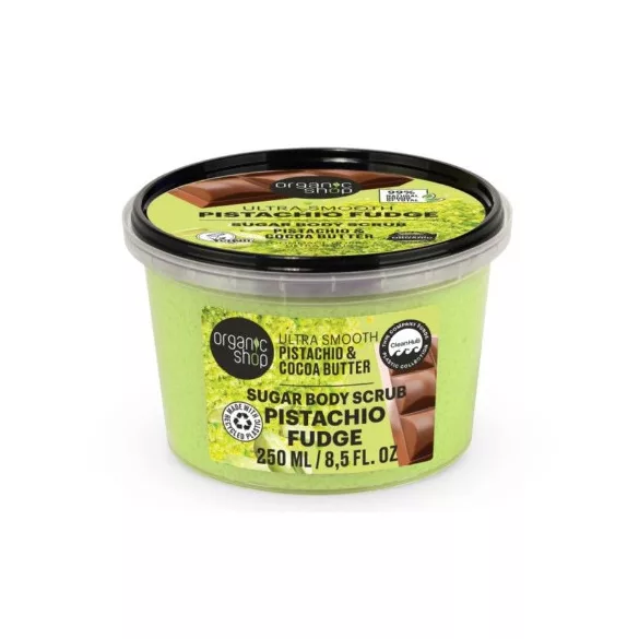 Organic shop “pisztáciakaramell” kisimító testradír pisztáciával és kakaóvajjal
