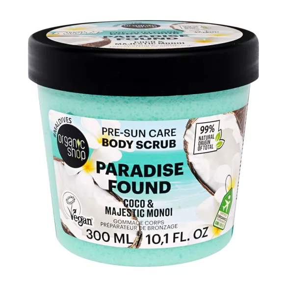 Organic shop “paradise found!“ bőrápoló testradír kókusszal és monoival