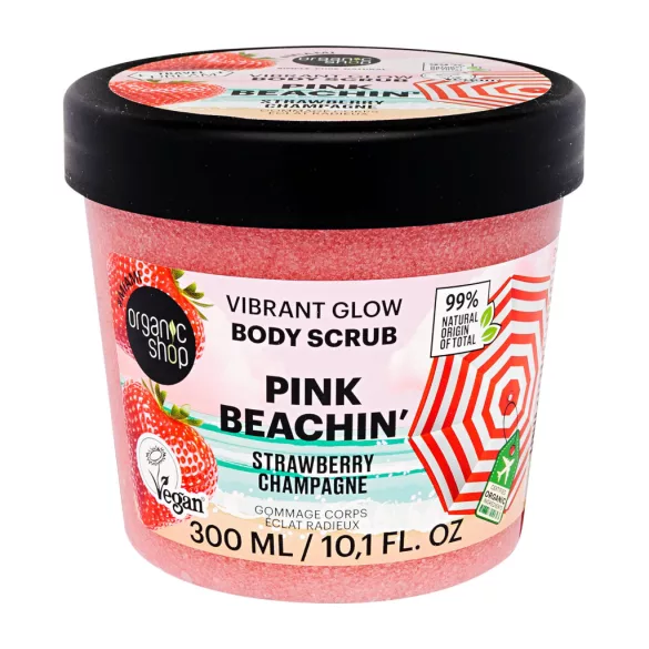 Organic shop “pink beaching!“ ragyogást adó testradír eperpezsgővel