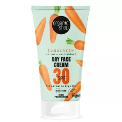   Organic shop fényvédő nappali arckrém sárgarépával és antioxidánsokkal spf30 50ml