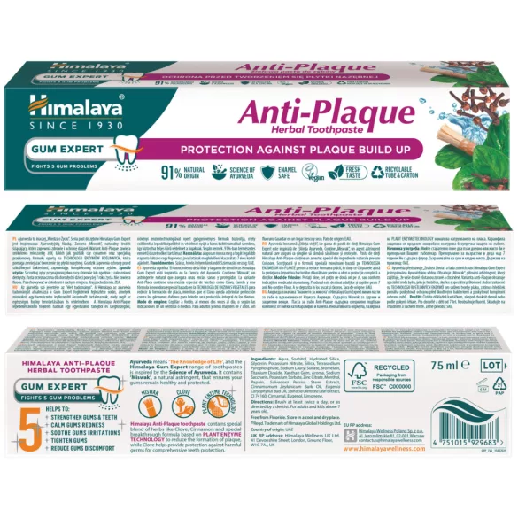 Himalaya anti-plaque gyógynövényes fogkrém 75ml