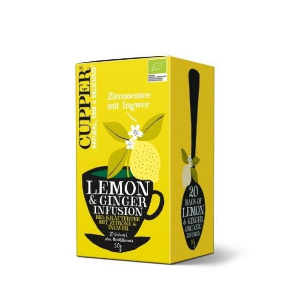 Cupper bio lemon&ginger citrom-gyömbér gyümölcstea 20db 50 g