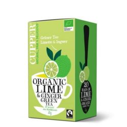 Cupper bio lime&ginger lime-gyömbér zöld tea 20 db 35 g - bio és refomélelmiszer