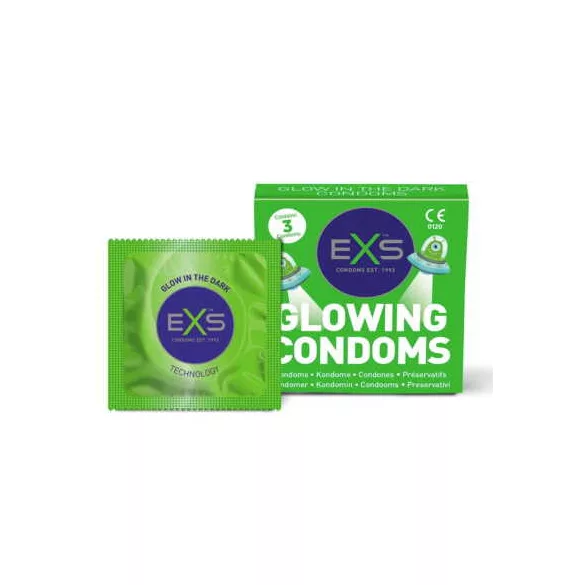Exs glow - vegán világító óvszer (3 db)