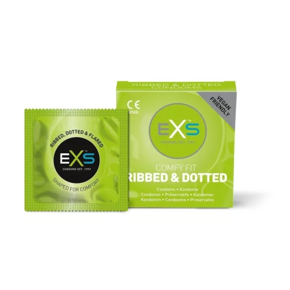 Exs ribbed, dotted and flared - pontozott óvszer (3 db)