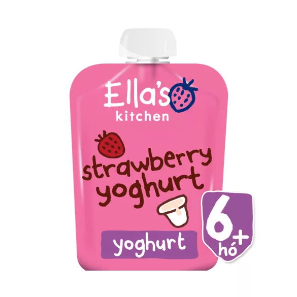 Ellas Kitchen bio görögjoghurt szamóca bébiétel 90 g - bio és refomélelmiszer
