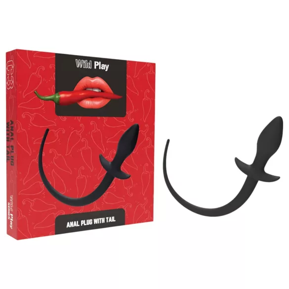 Wild play - anál dildó farokkal (fekete) - bio és natúr intim készítmények