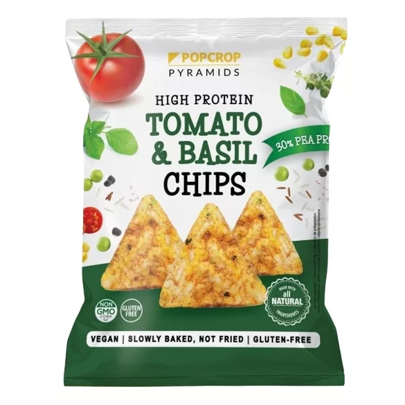 Popcrop pyramids gluténmentes snack paradicsom-bazsalikom ízű protein chips 60 g