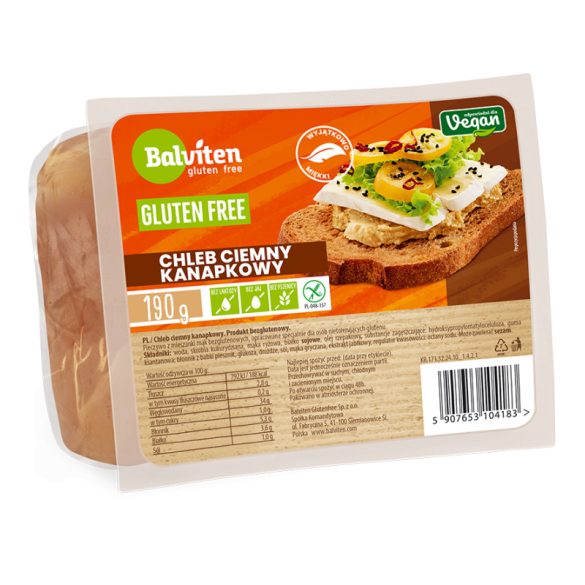 Gluténmentes balviten szeletelt barna kenyér 190g