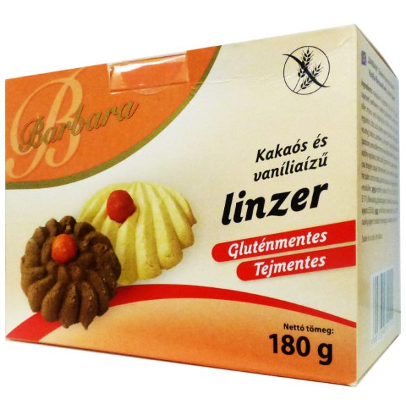 Barbara gluténmentes kakaós és vanília ízű linzer 180 g