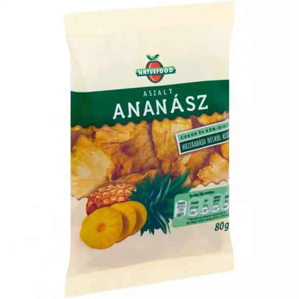 Naturfood aszalt ananász 80g - bio és refomélelmiszer