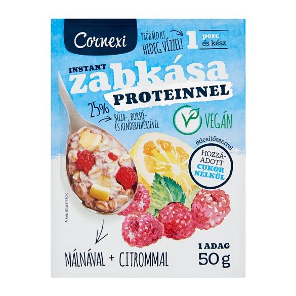 Cornexi vörösáfonyás-meggyes protein zabkása édesítőszerrel, vegán 50g