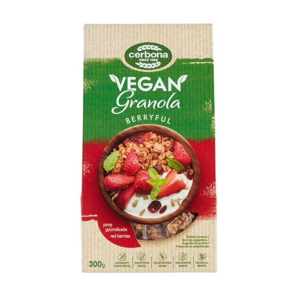 CERBONA VEGÁN GRANOLA PIROS GYÜMÖLCS