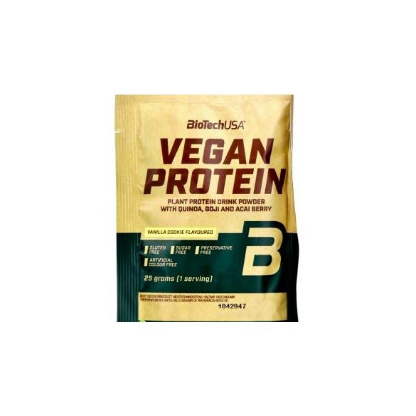 Biotech vegan protein vaníliás sütemény ízű fehérje italpor 25 g