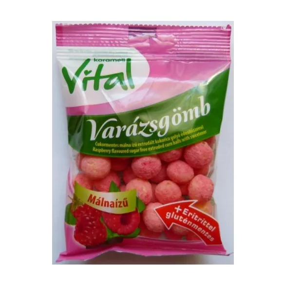 Gluténmentes karamell vital kukoricagolyó málna ízű eritrittel 20g - bio és refomélelmiszer