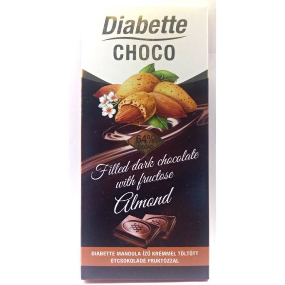 Dibette mandula ízű krémmel töltött étcsokoládé fruktózzal 80g