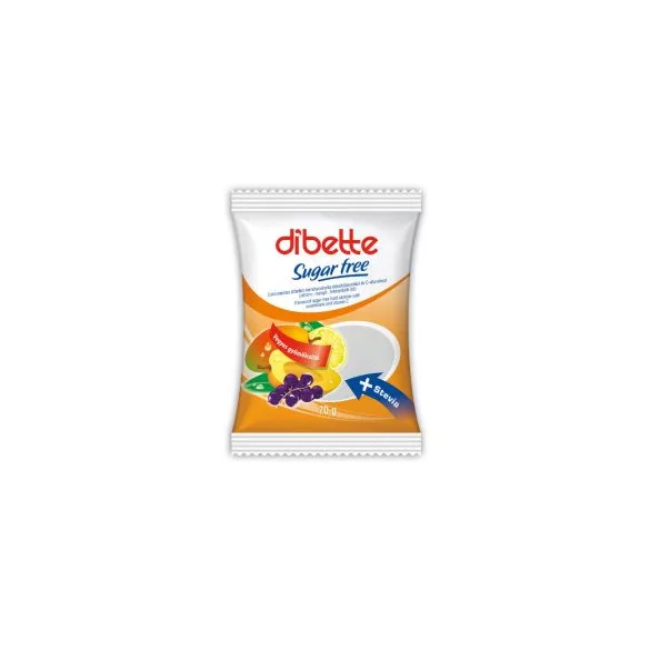 Dibette cukormentes vegyes gyümölcs ízű cukorka édesítőszerekkel 70 g