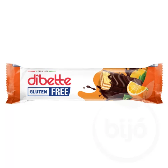 Dibette gluténmentes kakaós ét mártott, narancs ízű krémmel töltött ostya, fruktózzal 26g 
