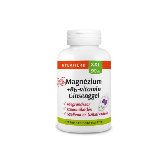 INTERHERB XXL MAGNÉZIUM 100% SZERVES + B6 + GINSENG TABLETTA 90DB