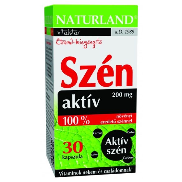 Naturland aktív szénkapszula 200 mg + édeskömény 30x 30 db