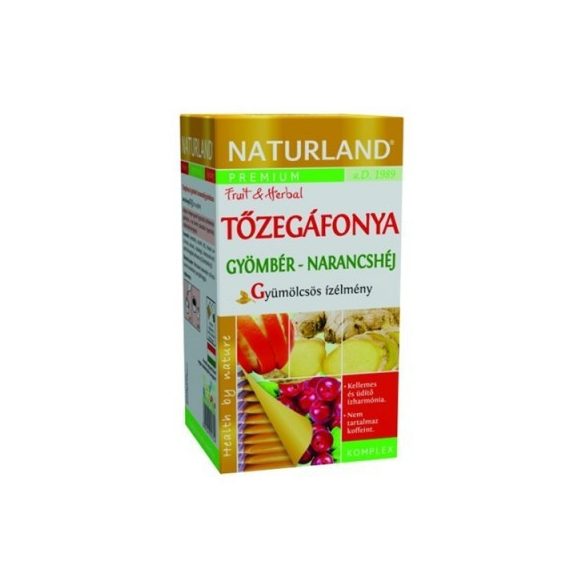 Naturland gyümölcstea tőzegáfonya-gyömbér narancshéj 20x2g 40 g