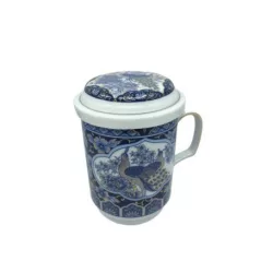 Dr.chen teásbögre szűrővel+tetővel aranyozott több féle mintával big tea 1db - bio és refomélelmiszer