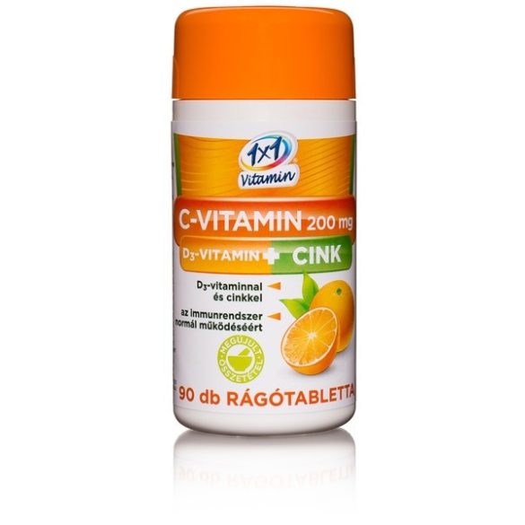 1x1 vitaday rágótabletta c-vitamin 200mg+d3+cink 90db - bio és vegán étrendkiegészítők