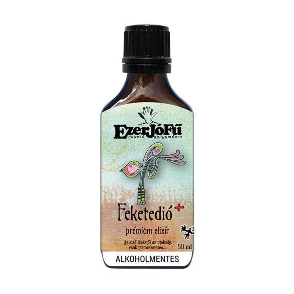 EzerJóFű Feketedió+ prémium elixír 50ml alkoholmentes, növényi glicerinnel