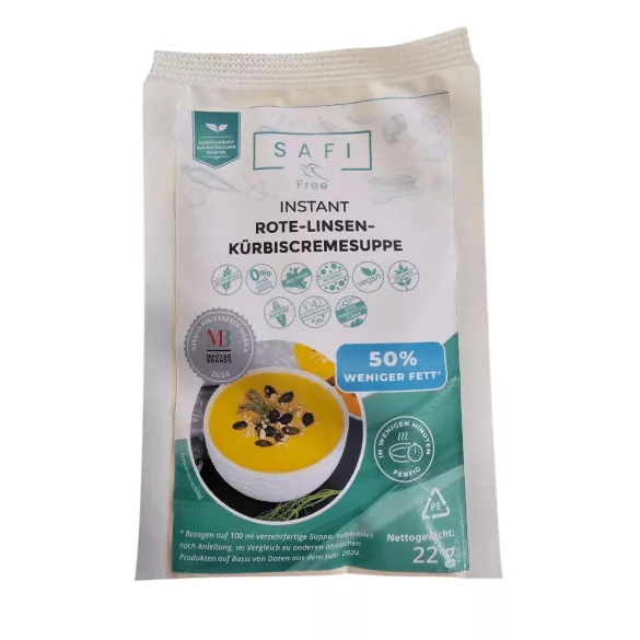 Szafi free instant vöröslencse-sütőtökleves gm 22g