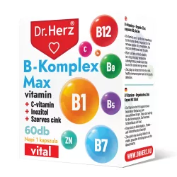 Dr. herz b-komplex max+c-vitamin+inozitol+szerves cink kapszula 60db - bio és vegán étrendkiegészítők