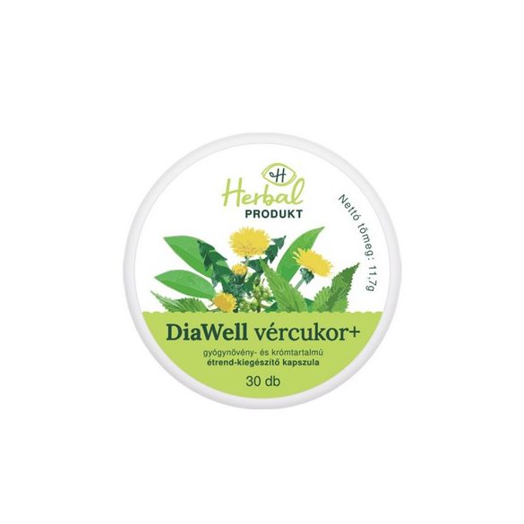 Herbalprodukt diawell vércukor+gyógynövény és krómtartalmú étrend-kiegészítő kapszula 30 db