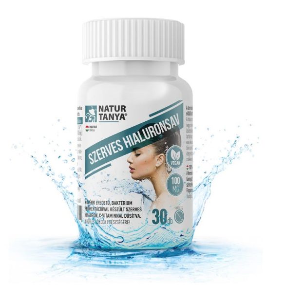 Natur Tanya® Szerves hialuronsav C-vitaminnal dúsítva – Fermentált, magas biohasznosulású, 100mg/tabl. hatóanyag tartalommal