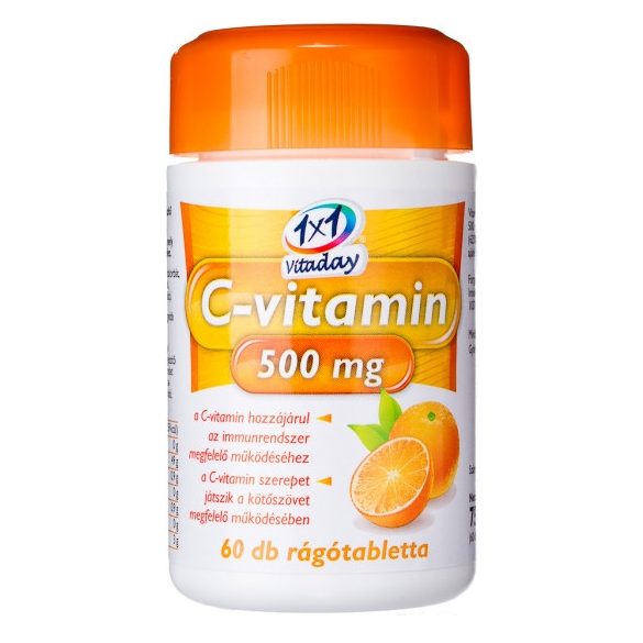 1x1 vitaday rágótabletta c-vitamin 500mg 60db - bio és vegán étrendkiegészítők