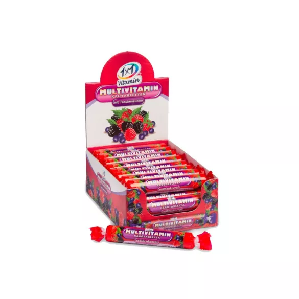 1x1 vitaday rágótabletta erdei gyümölcs szőlőcukorral 17db - bio és vegán étrendkiegészítők