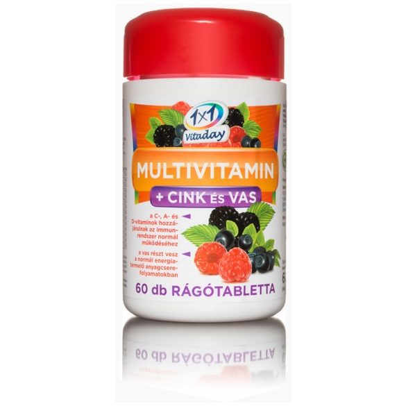 1x1 vitaday multivitamin+cink+vas rágótabletta 60 db