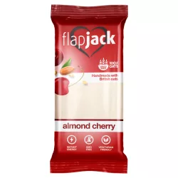 Flapjack meggyízű mandulás zabszelet kandírozott cseresznyedarabokkal, fehér bevonóba mártva 100g - bio és refomélelmiszer