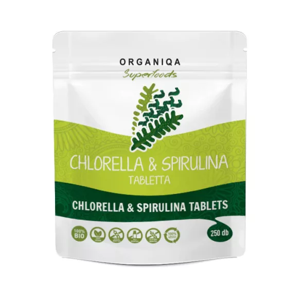 Bio organiqa chlorella & spirulina étrend-kiegészítő tabletta 250db