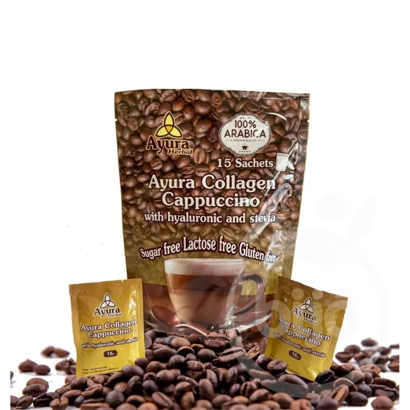 Ayura collagen cappuccino with hyaluronic and stevia instant kávé 15db