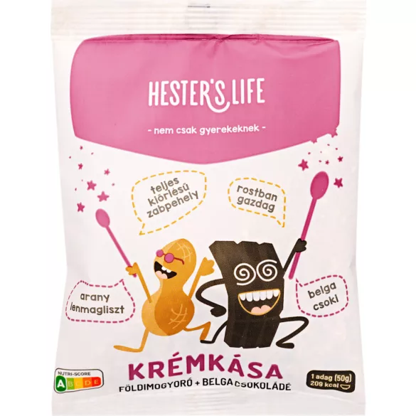 Hesters life krémkása földimogyoró és belga csokoládé 50g