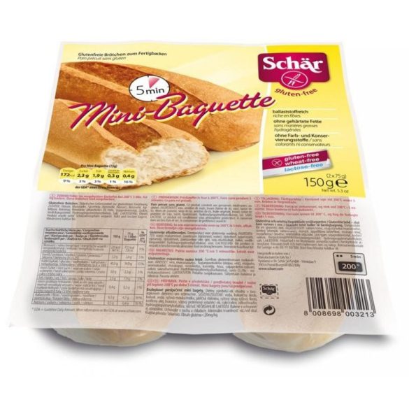 Schar gluténmentes mini bagett elősütött 2x75g 150 g