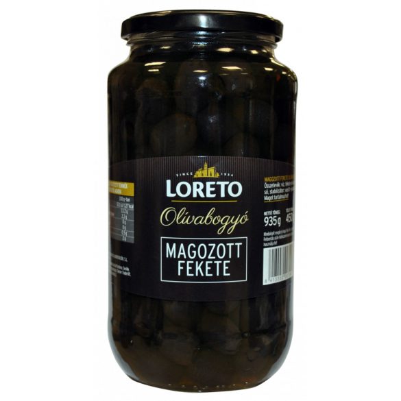 Loreto magozott fekete olivabogyó 935 g