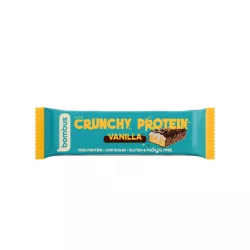   Gluténmentes bombus crunchy proteinszelet tejcsokoládéval vanília ízzel, édesítőszerrel 50g